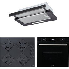 Eminçelik ve Afm Tech Marka / Vasto Siyah Turbolu  Ankastre Set (FM7700 + FM-BD2200  + As 1320 B60)