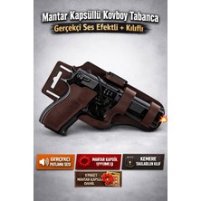 Trendzone Mantar Kapsüllü Kovboy Tabanca | Gerçekçi Ses Efektli Kemere Takılabilen Kılıflı Oyuncak Silah