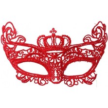 Calperia Kırmızı Renk Dantel Örgü Işlemeli Parti Maskesi Model 2