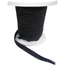 Calperia Kadife Kurdele Simli 1 cm Siyah 5 Metre