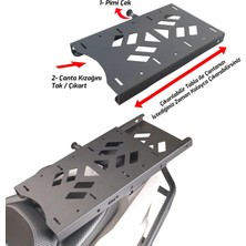 Gp Kompozit Honda Pcx 125 / 150 2011-2026 Uyumlu Pratik Tak-Çıkar Kızaklı Arka Çanta Demiri Siyah
