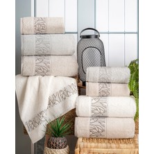 Hazangülü Collection Buldan Üretimi Çeyizlik Lüks Jakarlı Garden 4'lü El/yüz Havlusu I 50X90
