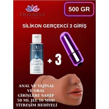 Aşkın Deposu Çok Özel Seri 500 gr Üç Girişli Süper Silikon Mastürbatör +50 ml Süper Jel + 10 Mod Süper Titreşim Hediye Qwx