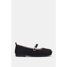 Selin Shoes Morlen Hakiki Deri Gold Ayarlanabilir Toka Detaylı Kadın Ayakkabı- Siyah Süet