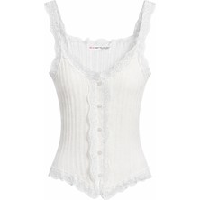 Mixray 2051 Kadın Dantel Detaylı Bluz Beyaz