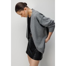 Mixray 7023 Kadın Düğmeli Basic Premium Hırka Antrasit