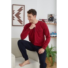 Kly Erkek Midi Yaka Kol + Paça Ribana Pijama Takımı Konforlu Uyku