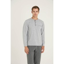 Kly Erkek Midi Yaka Kol + Paça Ribana Pijama Takımı Konforlu Uyku