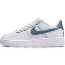 Nike Air Force 1 Af1 Gs Leather Unisex Sneaker Swoosh Hakiki Deri Günlük Spor Ayakkabı Beyaz Lacivert