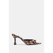 Selin Shoes Veldore Sivri Burun Kadın Topuklu Ayakkabı- Leopar