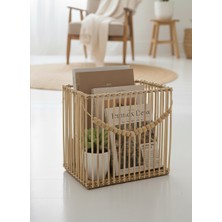 Dekolobi Ahşap Bambu Gazetelik Dergilik / El Yapımı Bohem Kitaplık