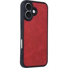SiHako Newface Iphone 16 Kılıf Aras Deri Kapak - Kırmızı