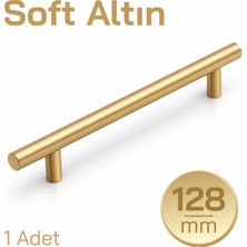 Badem10 1 Adet Alteta (128 Mm) Soft Altın Metal Mobilya Mutfak Çekmece Dolap Dolabı Kulbu Kulpu Kulpları