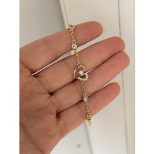 Xuping 14K Zirkon Taşlı Kalpli Zarif Kadın Bileklik 19 cm