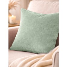 Favolli Mint Rengi Keten Dokulu Şık Dekoratif Kırlent Kılıfı Gizli Fermuarlı Modern Salon Yastığı