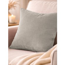 Favolli Taş Rengi Keten Dokulu Şık Dekoratif Kırlent Kılıfı Gizli Fermuarlı Modern Salon Yastığı