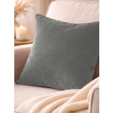 Favolli Gri Renk Keten Dokulu Şık Dekoratif Kırlent Kılıfı Gizli Fermuarlı Modern Salon Yastığı