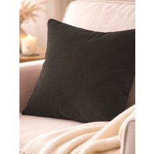 Favolli Antrasit Keten Dokulu Şık Dekoratif Kırlent Kılıfı Gizli Fermuarlı Modern Salon Yastığı