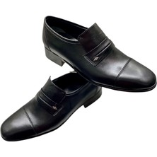 Sula Erkek Kösele Taban Bağcıksız Klasik Maskaretli Ayakkabı Iç ve Dış Yüzey DERİ-158-1-SİYAH