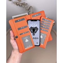 Fil Deri Hakiki Deri Telefon Bölmeli Fermuarlı Kartlıklı Cüzdan 2134