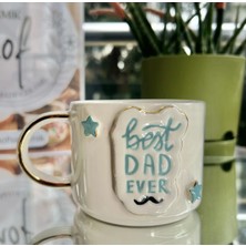 Nof El Yapımı Seramik Gerçek 24K Altın Dekorlu Best Dad Kupa
