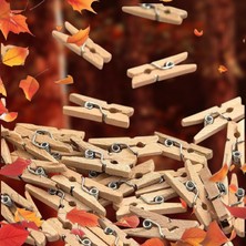 Oktay Sesal 200 Adet Mini Ahşap Mandal Nuturel Renk Mini Mandal Dekor Süsleme Mandalı  2.5 cm Mini Mandal