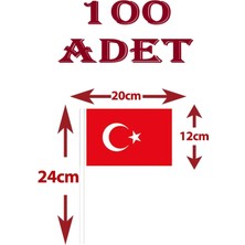 Güzelyüz Avm 100 Adet Çubuklu Kağıt Türk Bayrağı Çıtalı Sopalı Ayyıldız Baskılı Bayrak
