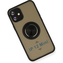 SiHako Newface Iphone 12 Kılıf Montreal Yüzüklü Silikon Kapak - Siyah