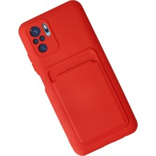 SiHako Newface Redmi Note 10S Kılıf Kelvin Kartvizitli Silikon - Kırmızı