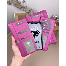 Fil Deri Hakiki Deri Telefon Bölmeli Fermuarlı Kartlıklı Cüzdan 2134