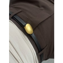 KİLİGİSTANBUL Gold Oval Tokalı Kemer 100 Cm, Eni 1 cm