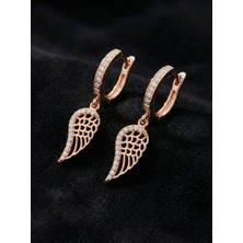 Erdobia 925 Ayar Zirkon Taşlı Rose Kanat Model Halka Gümüş Küpe