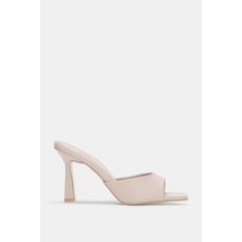 Selin Shoes Elmar Küt Burun Kadın Topuklu Ayakkabı- Bej