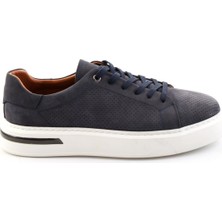 Bambi Lacivert Hakiki Deri Erkek Sneaker E01396200701