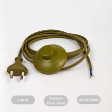 Retro Vitrini Dekoratif 3 Metre Aç-Kapa Yerpuar Anahtarlı Fişli Hazır Lamba-Abajur Kablo Seti Gold(Haki) Renk