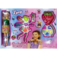 Limon Oyuncak Kutulu Çilekli Makyaj ve Takı Seti Bebekli 6+ Yaş Kız Çocuklar İçin Hediye