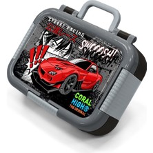 Coral High Kids Siyah Kırmızı Anime Araba Desenli Paslanmaz Çelik Beslenme Kabı 39255