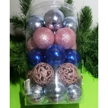 Oktay Sesal Vıp Deluxe 25 Adet 6 cm Yılbaşı Topu Yılbaşı Ağacı Süsleri 5 Farklı Model Top Süs Noel Ağacı Süsleri