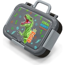 Coral High Kids Siyah Gri Dinozor Desenli Paslanmaz Çelik Beslenme Kabı 39252