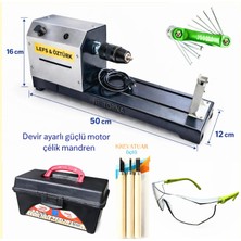 LEFS&ÖZTÜRK LEFS ÖZTÜRK 24 Volt Devir Ayarlı Çelik Mandrenli Hobi Torna Makinesi Allen Takımı Hediyeli