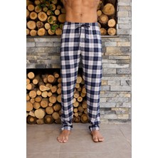 Kly Orta Kalin Penye Ekose Tek Pantolon Pijama %100 Pamuk
