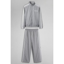 Abluka Online Erkek Relaxed Fit Şeritli Spor Eşofman Takımı Gri