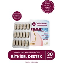 Wellvalens FemmeFire 30 Tablet | Kadınlara Özel Bitkisel Enerji ve Zindelik Desteği (Maca, Ginseng, Kafein İçerikli)