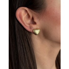 Luseda VIP Çift Taraflı Dokulu Kalp Küpe