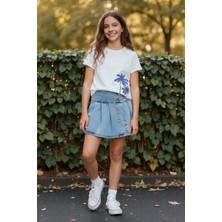 Ugly Duck 8-14 Yaş Arası T-Shırt Şort Etek Takım - Beyaz-Mavi