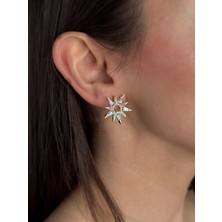 Luseda VIP Işıltılı Yıldız Form Gold Küpe