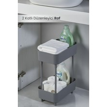 Orvila Düzenleyici 2 Katlı Gri Raf -Dolap Içi & Tezgah Üstü Banyo Deterjanlık Mutfak Evye Altı Organizer