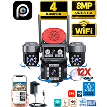 Ventus HiEasy 840W 8MP 4 Kameralı Wifi  HiEasy Gece Görüş Çift Yönlü Ses Uzaktan İzleme Kişi Takibi Türkçe