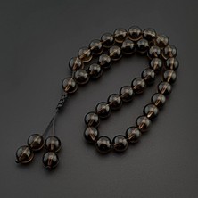 Seven Art Jewelry Orijinal Doğal Taş Tesbih, 8mm Dumanlı Kuvars Taşı 33'lü Tesbih, Erkek Hediye, El Yapımı Tesbih