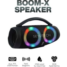 Seyutech Bluetooth Hoparlör Rgb Işıklı Tft Aux USB Girişli Ses Bombası Taşınabilir Şarjlı Kablosuz Speaker